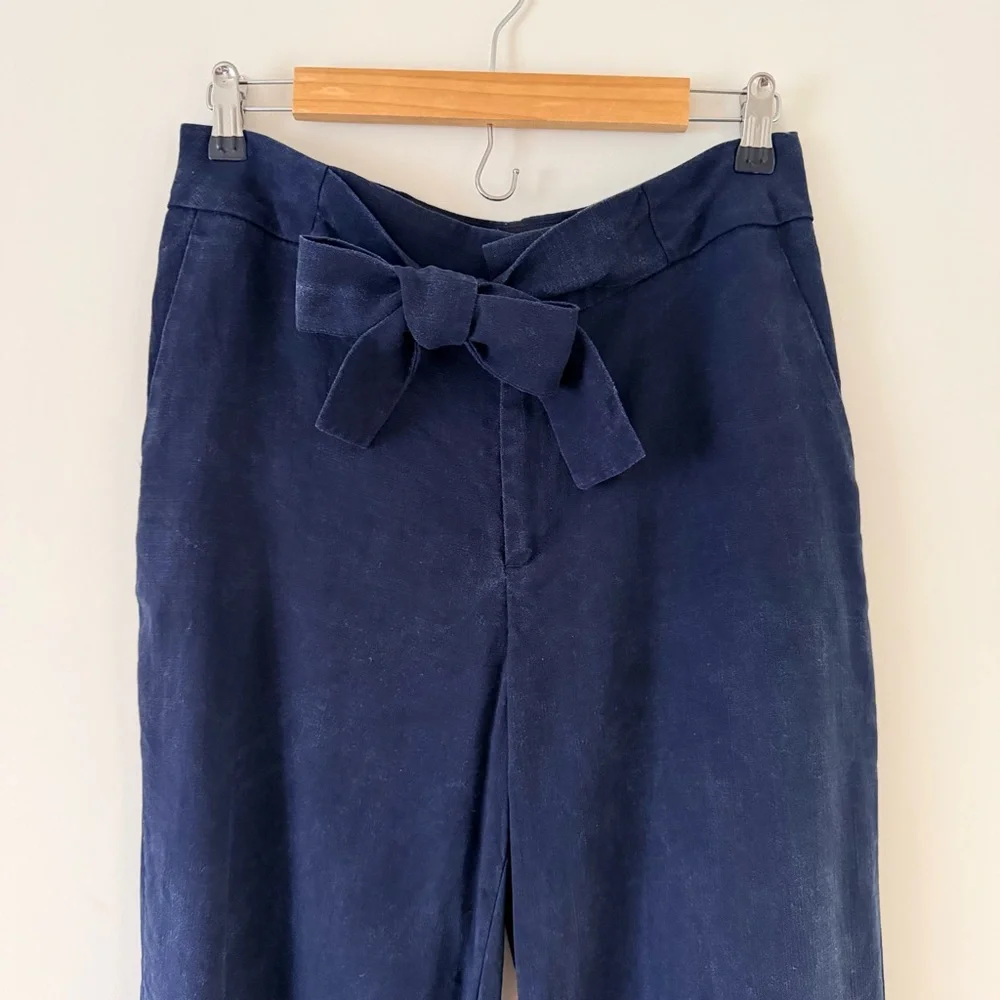 Banana Republic Navy Blue Tie Waist Trousers